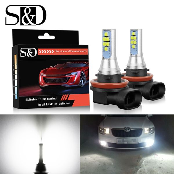 

s&d 2pcs led fog bulbs h11 h8 h16 led car light hb3/9005 9006/hb4 5202 psx24w canbus cars daytime running light drl lamp 12v