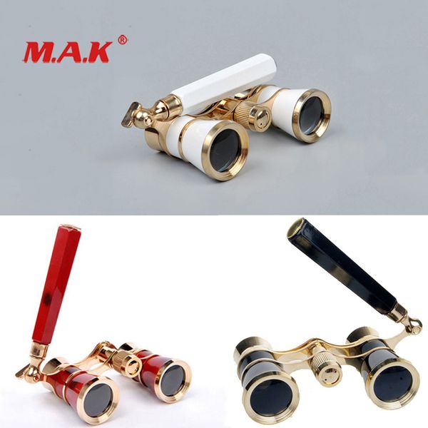 

opera theater glasses 3x25 brass coated lens binocular telescope with retractable handle for watching