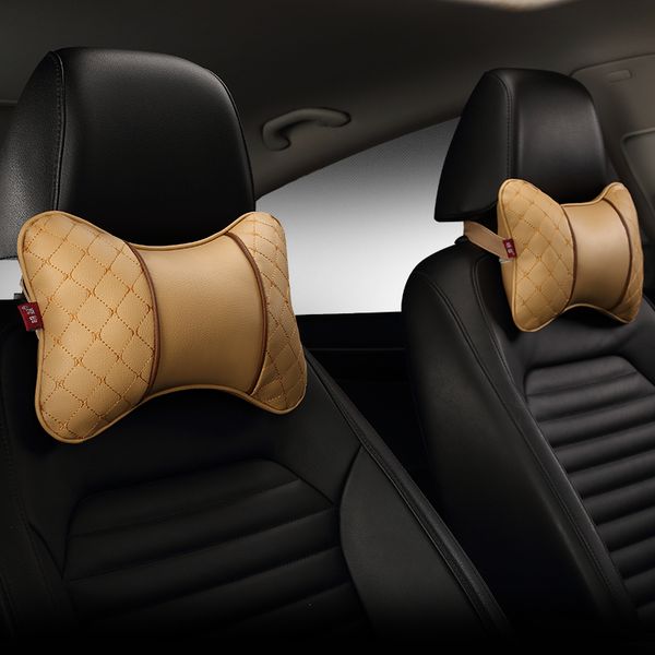 

dermay 2pcs classic car neck headrest pillow double sides pu leather 5colors
