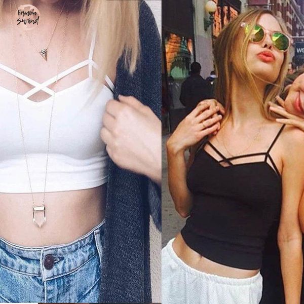 

женщины sexy crop top pad бюстгальтер бюстье streetwear bralette бандажи top pure color холтер топы mujer verano, White