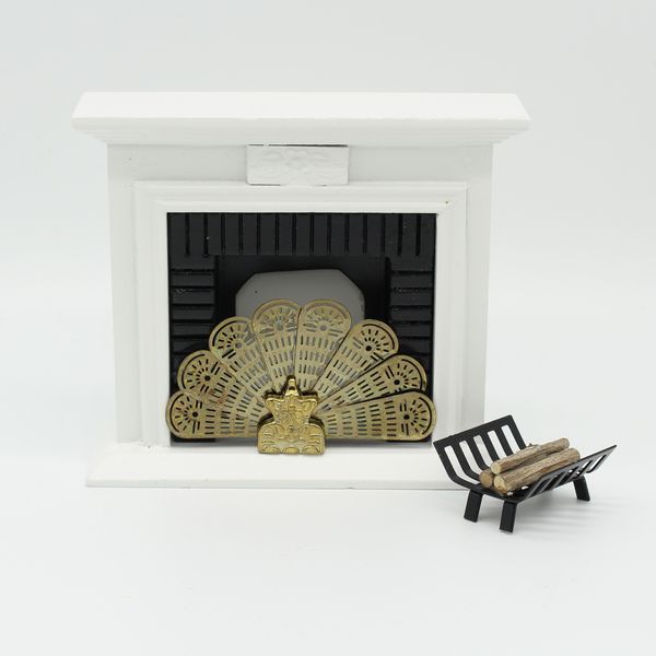 

1/12 scale vintage fireplace cover background fan home decor