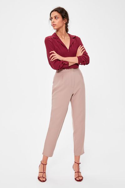 

trendyol stone high bel pants twoaw20pl0172, Black;white