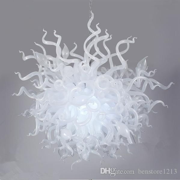 

new arrival hand blown glass chandelier white color romantic wedding ceiling decorative chandelier led 100% handmade chandeliers