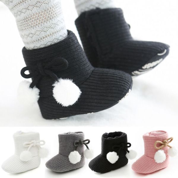 

winter boy girls baby solid soft cotton sole snow boots warm crib shoes toddler boots walk uk