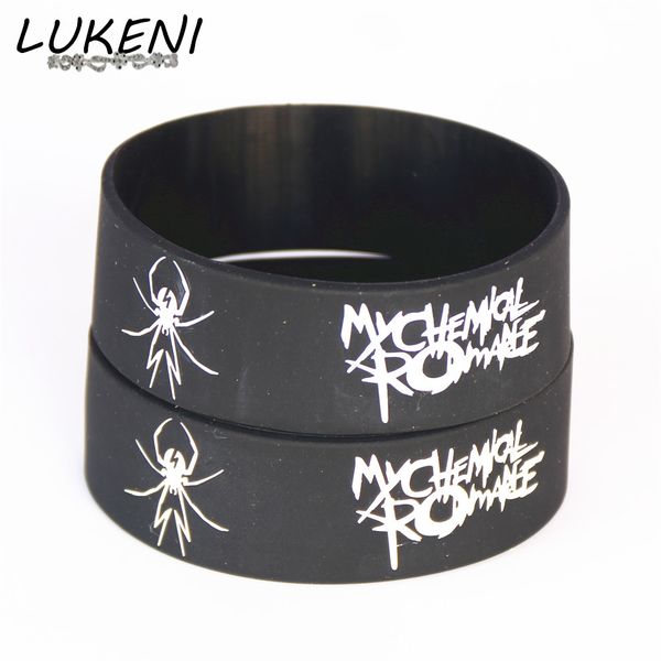 

1pc my romance silicone wristband rubber power men bracelet spider punk rock band banles music lover sh065, Golden;silver