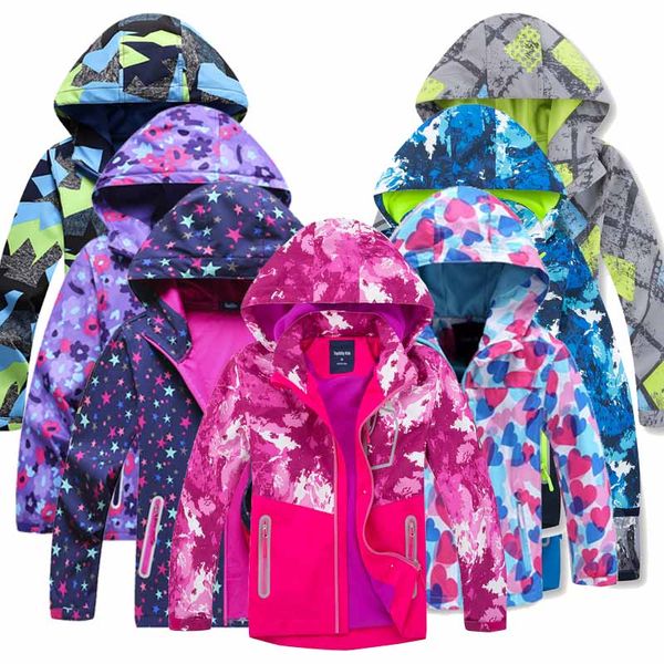 

kids jacket spring autumn boys jacket waterproof windproof children outerwear warm polar fleece toddler girl hoodie coat, Blue;gray