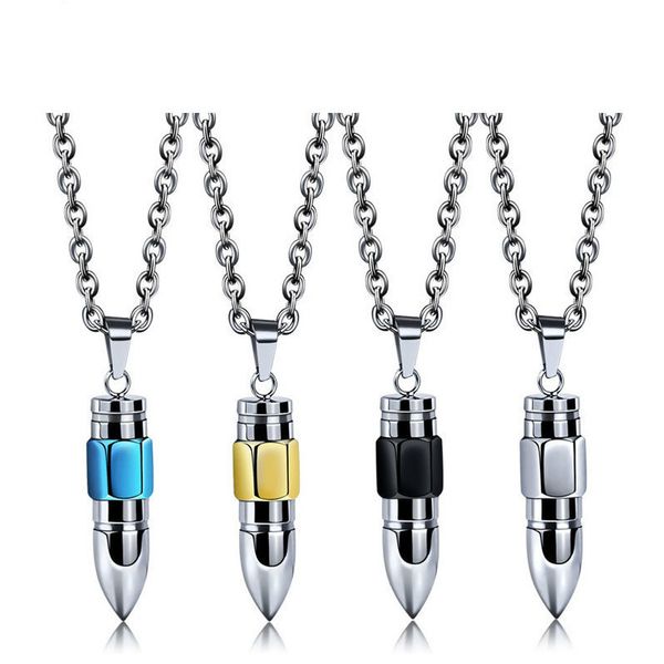 

2020 bullet of stainless steel mens necklaces couples of pendant steampunk hip hop jewelry on the neck gifts for males accessories, Silver