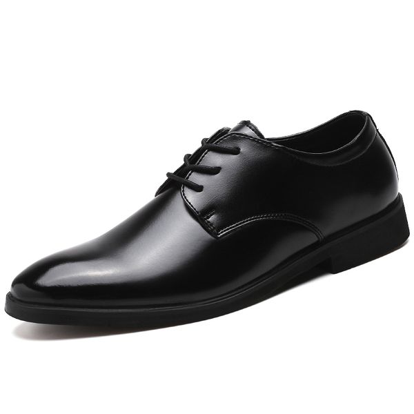 

big size 37-47 british fashion men wedding business dress shoes man round head derby shoes office footwear all-black