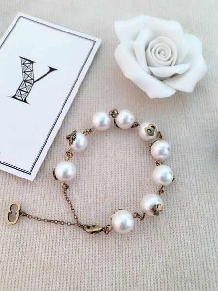 

luxury high-end customized new year christmas birthday gift red heart elegant pearl bracelet zp77025040, Golden;silver
