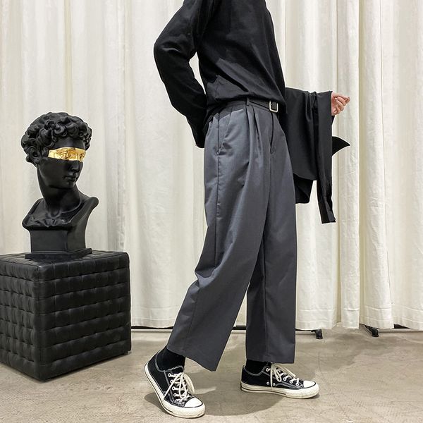 

2020 spring and summer new style draped loose waist elastic band solid color small trousers fashion casual nine points pants, Black