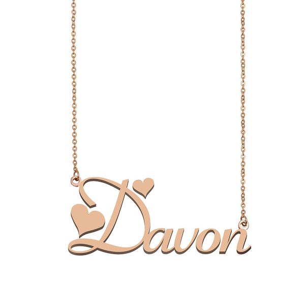 

davon name necklace pendant for women girls birthday gift custom nameplate kids friends jewelry 18k gold plated stainless steel, Silver