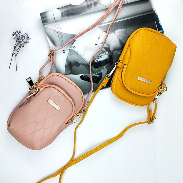 

korean version diagonal cross cell phone bag 2020 casual ladies wallet large capacity double zipper diamond mini bag