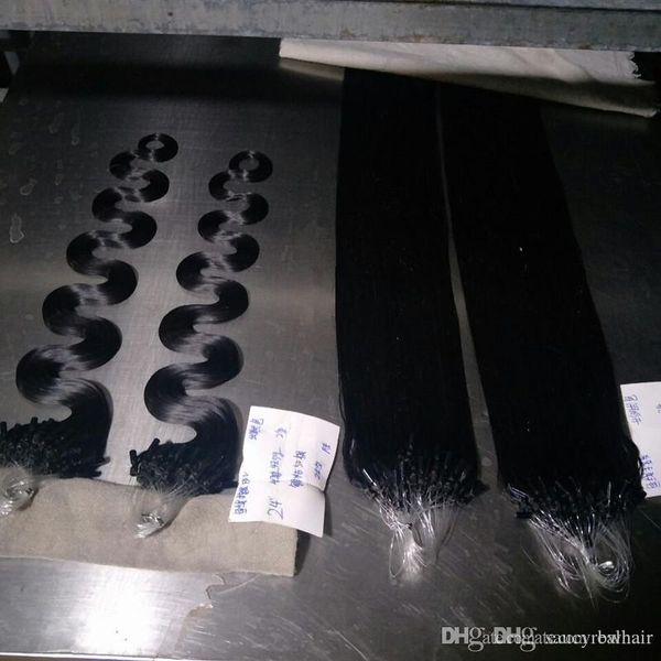 

micro loops естественных черный цвет тело волна микро наращивание волос петля человеческих 200гры бразильских микро кольцо наращивание волос, Black