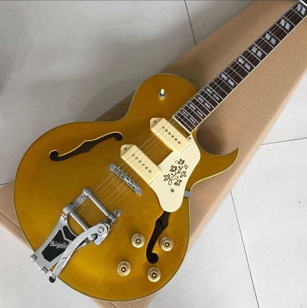 

Заводские прямые продажи последнее прибытие ES-295 полая гитара Goldtop электрическая