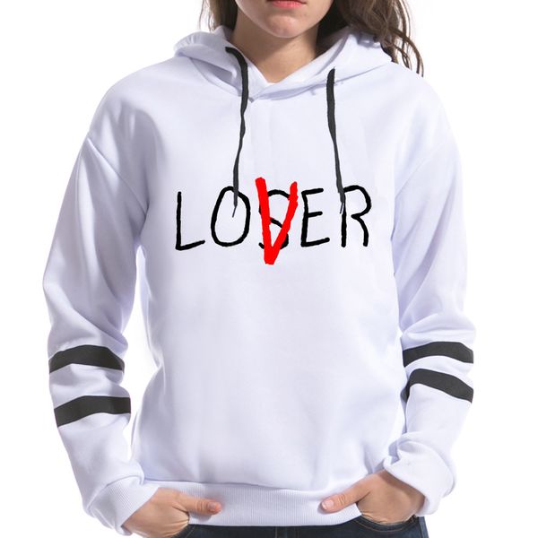 

Letter Loser Lover Print Female Sweatshirt Hooded Long Sleeve Harajuku Korean style Hoodies Women funny Tops