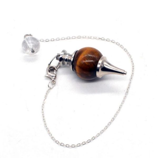 

fashion charm cuarzo piedra sphere pendulum natural stone pendant for dowsing opal black lol women pendulo jewelry, Silver