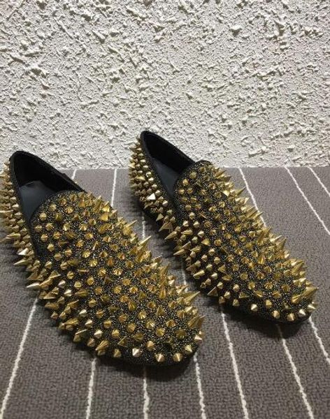 

man wedding business dress shoes red bottom men casual shoes rivets shoes black gold spike pik pik slippers men loafers sneakers red