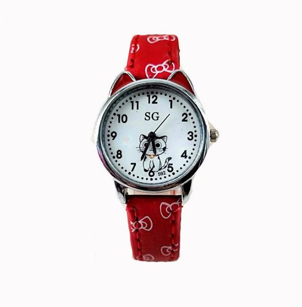 

100pcs/lot sell cat cartoon leather quartz watch children's watch kids watches christmas, Blue
