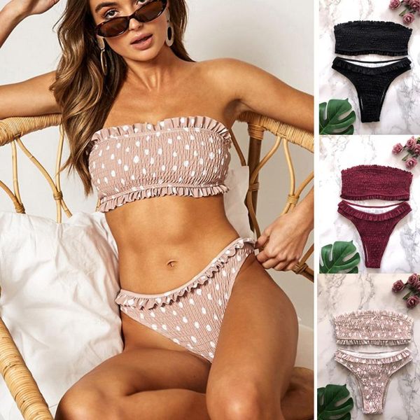 

women's swimming suit bikini swimsuit women fold push-up padded bra beach halter bikini set swimsuit swimwear
