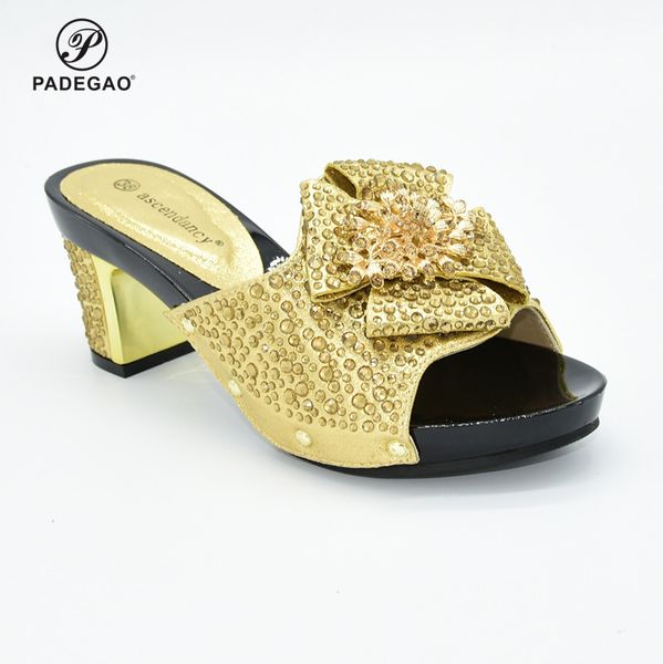

high heels african party shoes in gold color nigerian women shoes without matching bag for garden party, Black