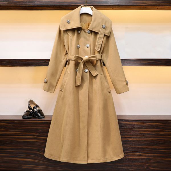 

womens winter lapel button long trench coat jacket ladies overcoat outwear manteau femme woman clothes w1211, Black