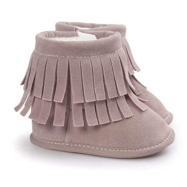 

baby infant girls winter warm tassel boots newborn toddler soft sole shoes snow boots prewalkers 3-12m, Black;grey