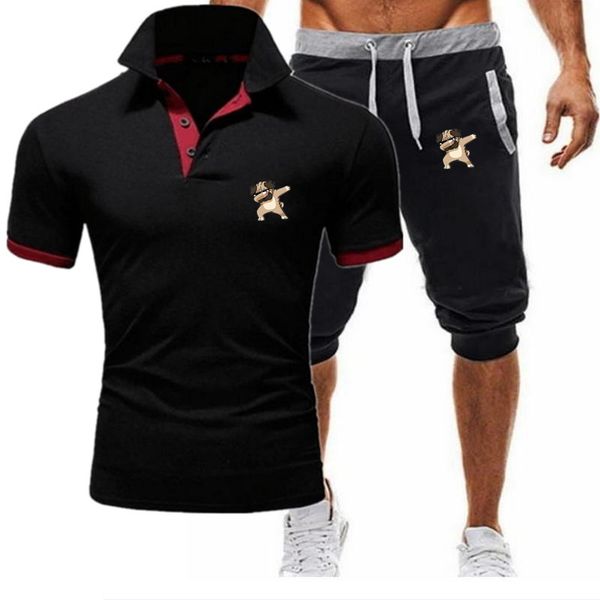 

новая весна и лето классическая мужская рубашка с коротким рукавом комплект осень мужская повседневная тонкая лошадь джерси + брюки, Gray