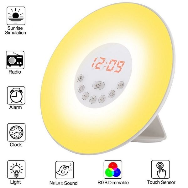 

brelong wake-up light smart led night light alarm clock colorful luminous atmosphere lights 1 pcs