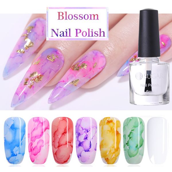 

ur sugar 6ml watercolor nail polish blooming diy nail gel decoration salon set smoke effect bubble varnish nails accessories