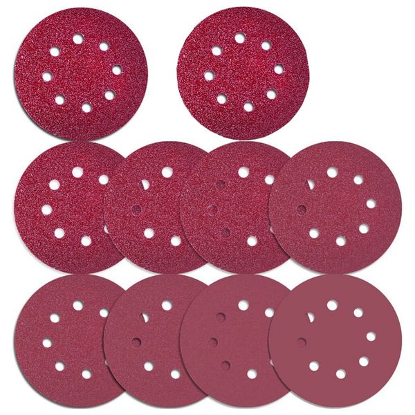 

76 pcs 8 holes sanding discs, 5 inch hook and loop include 40/ 60/ 80/ 100/ 120/ 180/ 240/ 320/ 400/ 800grit sandpaper for rando