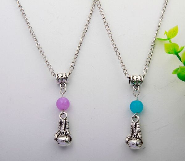 

горячий сплав античное серебро боксерские перчатки многоцветный хрустальные бусины шарм кулон ожерелье мода momen мужские аксессуары день св, Silver