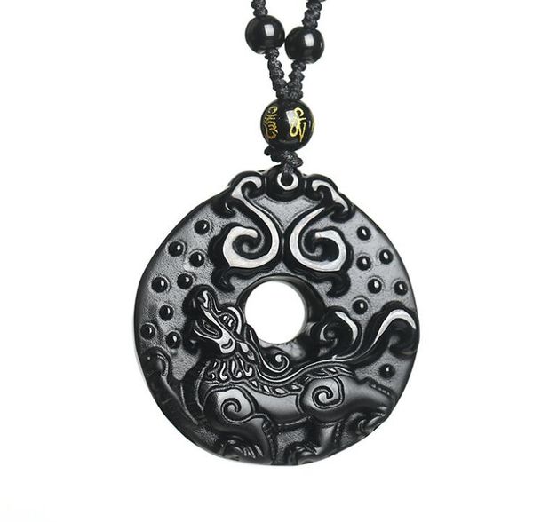 

the natural obsidian pi xiu safe buckle pendant men and women crystal jewelry gifts for men and women fine jewelry, Silver