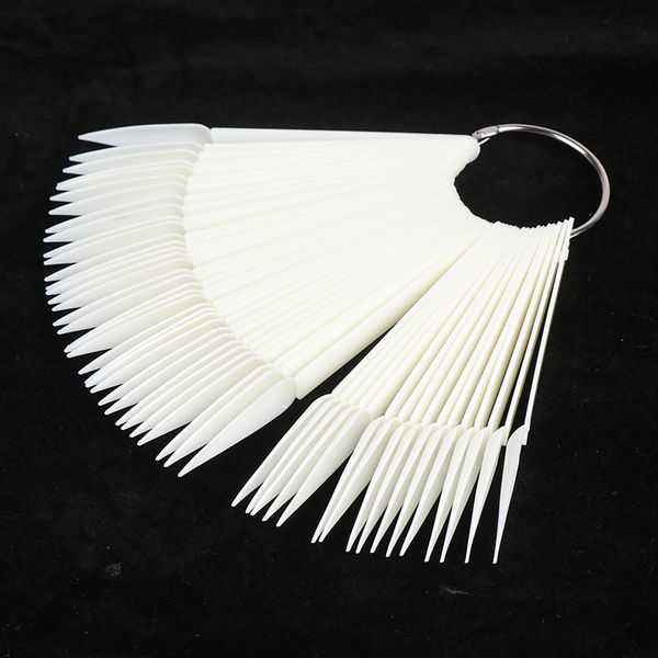 

50pcs false nail tips color card practice display tools transparent white buckle ring manicure nail art tool, Red;gold