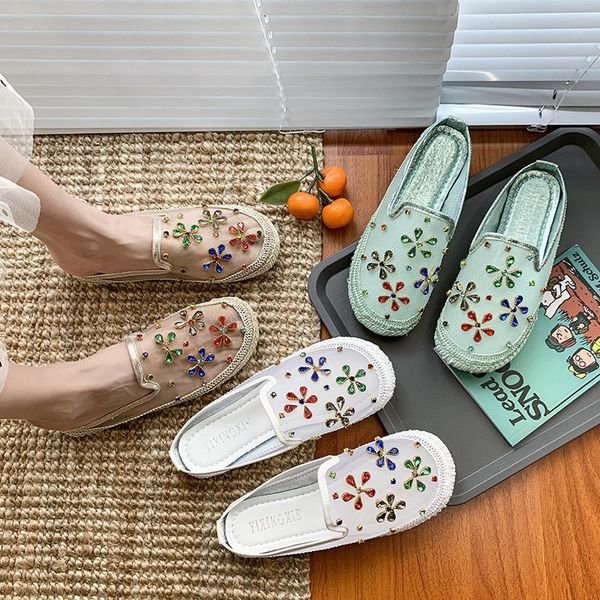 

slippers women summer shoes cover toe female mule pantofle low glitter slides fashion loafers mules 2020 jelly flat, Black