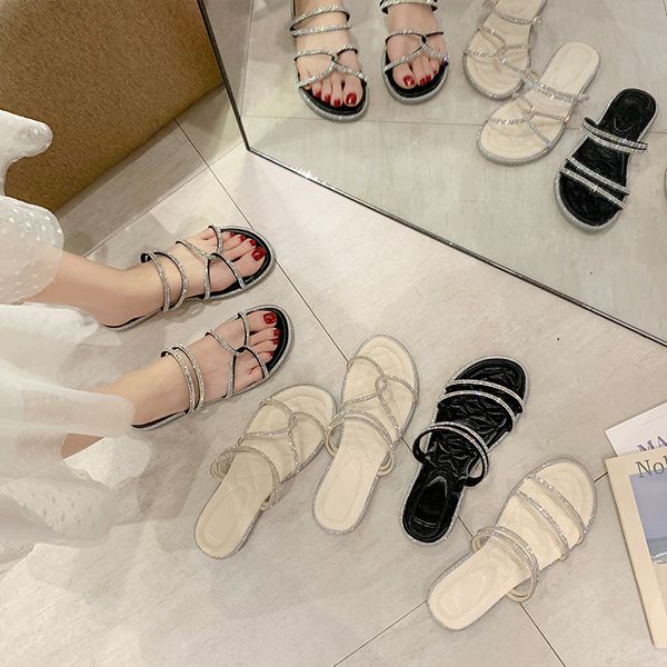 

female shoes slippers flat summer woman slides jelly flip flops shose women 2020 soft beach glitter pu, Black