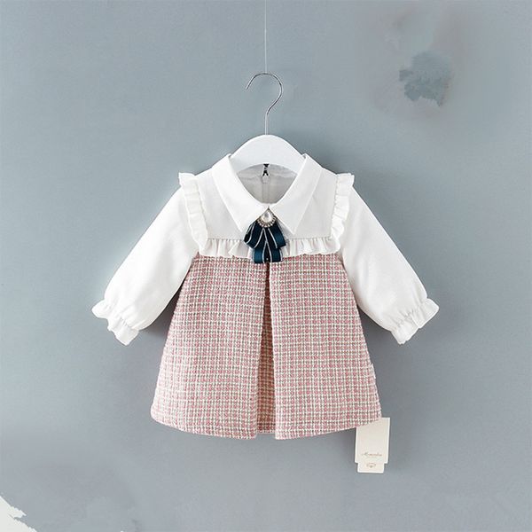 

2020 autumn baby girls dress cute newborn princess dress for girl birthday dresses baby plaid clothes vestidos infant clothing, Red;yellow