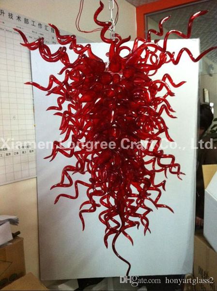 

C44-Contemporary Red Murano Style Hand Blown Glass Chandelier Modern Style Custom Glass Crystal Chandelier LED Light for Home
