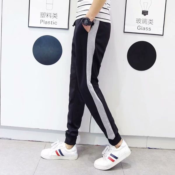 

2020 summer thin section men's casual pants korean-style slim fit pants men's skinny harem closing ankle banded pant, White;black
