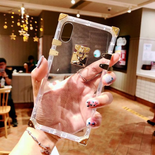 

Роскошный прозрачный чехол для телефона iPhone X XS Max XR Trunk Square женский силиконовый че