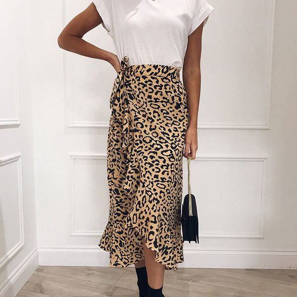 

summer 2019 kawaii boho bodycon leopard print high waist skirts womens midi leopard skirt punk streetwear 3 styles, Black
