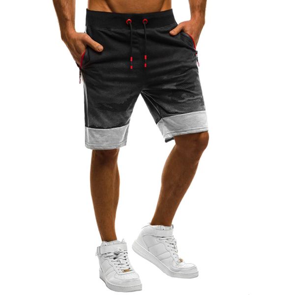 

летняя мода фитнес камуфляж лоскутное бодибилдинг карманный кожа короткие спортивные брюки высокое качество горячей продажи 2019 w415, White;black