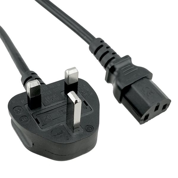 

black uk 3pin male to iec 320 c13 female socket adapter power cable about 1.5m
