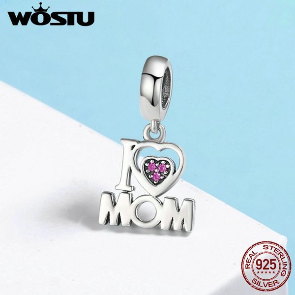 

wostu аутентичные 925 стерлингового серебра я charms любовь мама письмо подвеска подходят оригинальные wst браслеты ювелирных изделий mother, Bronze;silver