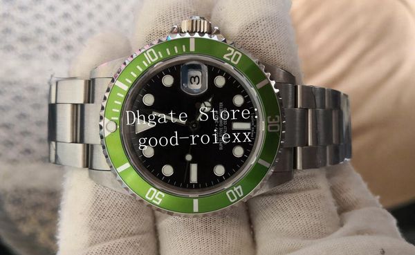 

vintage men's watches mens automatic asia watch men green black alloy bezel steel date 50th anniversary 16610lv bp factory dive wristwa, Slivery;brown