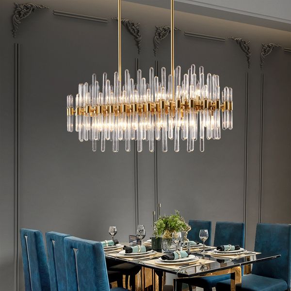 

modern rectangle gold crystal chandelier lighting dining room luxury led bulbs living room home lamp indoor lighting fixture