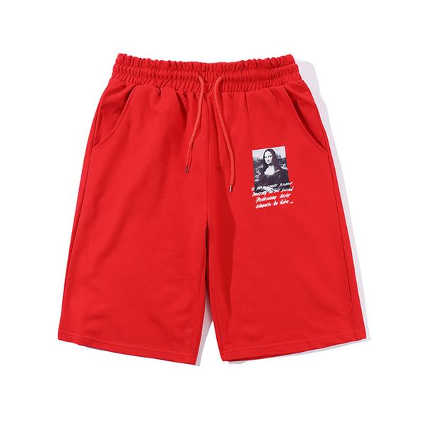 

summer mens shorts designer black drawstring sports short pants fashion running male shorts mona lisa print, White;black