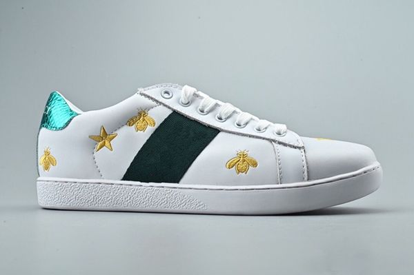 

new ace stripe sneaker ace embroidered sneaker white tiger bee snake shoes genuine leather designer sneaker men women casual shoes s01, Black