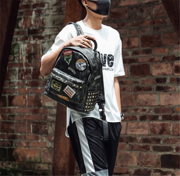 

designer luxury backpack men rivet applique simple handsome school bags backpacks ph-cfy20051119