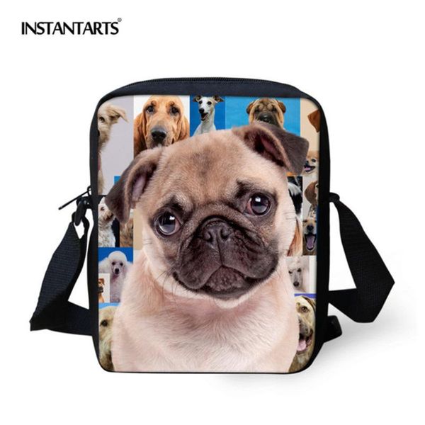 

instantarts cute dog pattern women small crossbody bags 3d animal pug printing lady handbags brand design shoulder messenger bag
