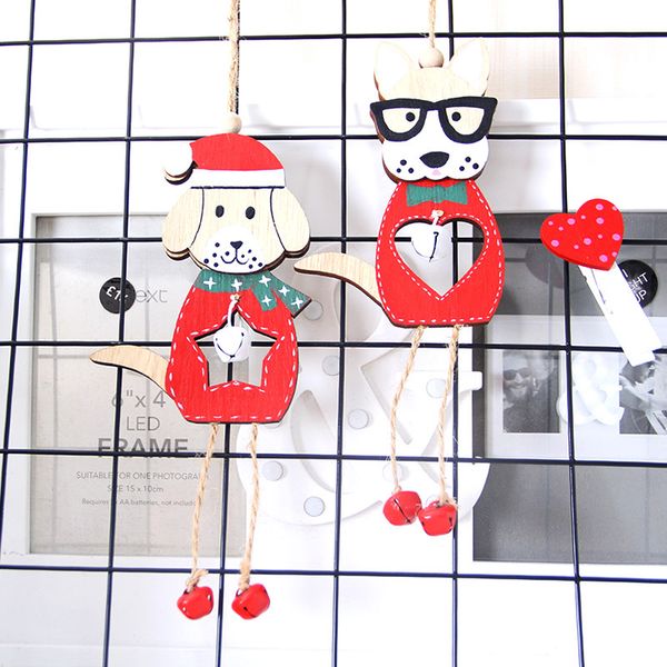 

2019 navidad christmas tree decorations christmas decorations for home wooden dog pendant with bell